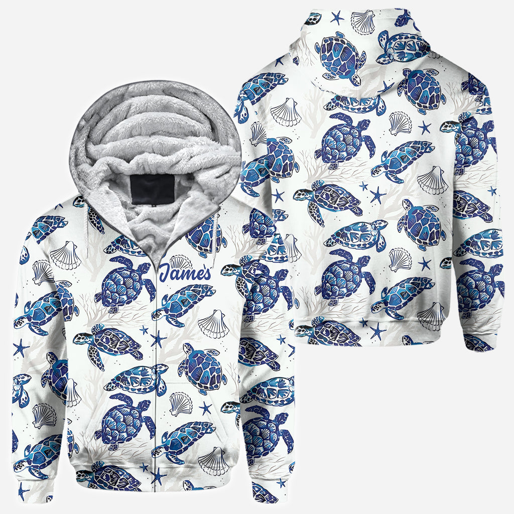 Toile De Jouy Patterm, Blue Dolphin, Turtle,... - Personalized Sea Lover All Over Shirt