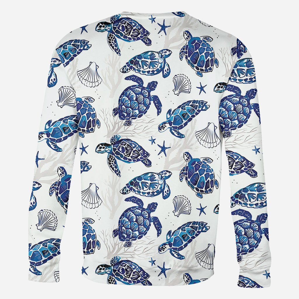Toile De Jouy Patterm, Blue Dolphin, Turtle,... - Personalized Sea Lover All Over Shirt