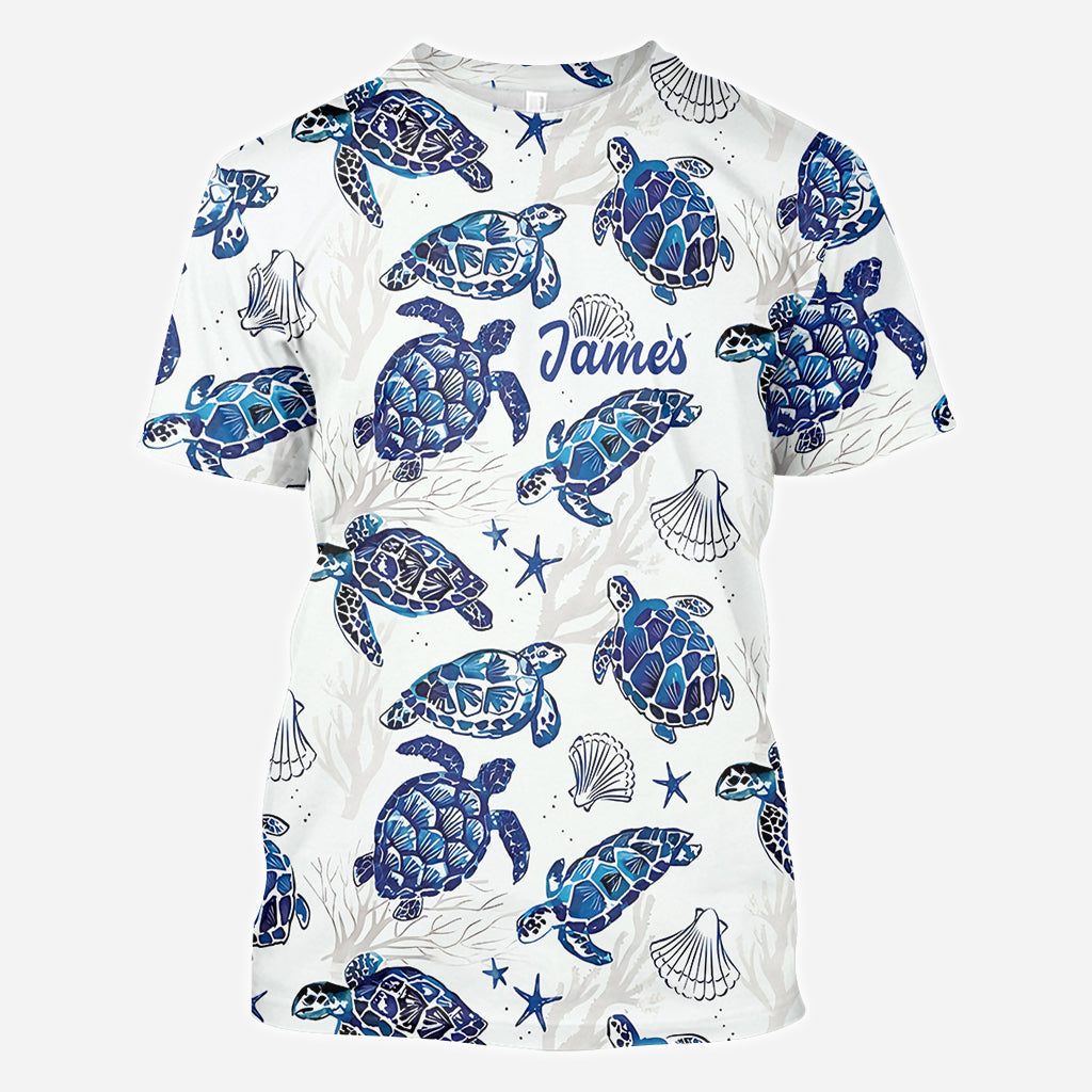 Toile De Jouy Patterm, Blue Dolphin, Turtle,... - Personalized Sea Lover All Over Shirt