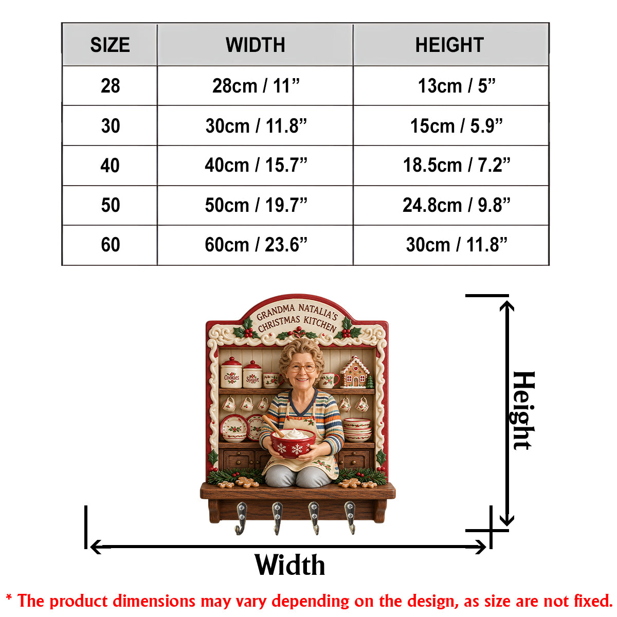 Christmas Kitchen - Personalized Grandma Custom Shaped Hanging Rack