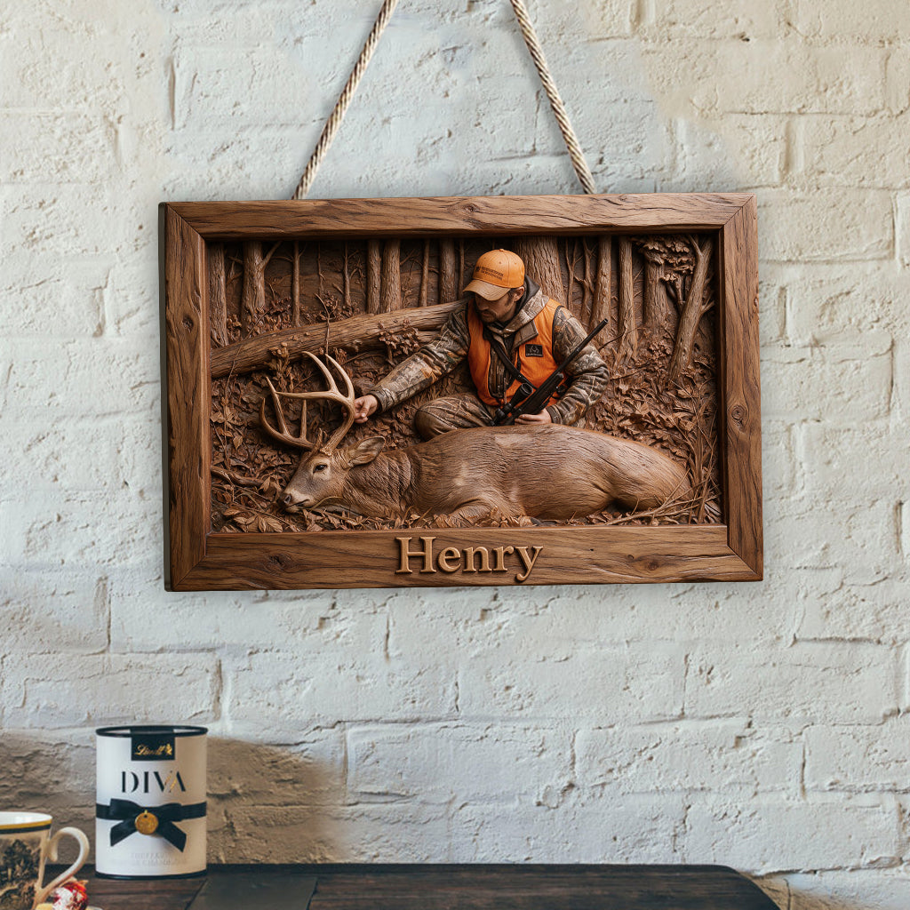 Love Hunting - Personalized Hunting Custom Shaped Wood Sign