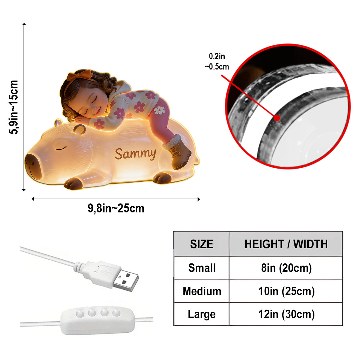 Sleeping Cute Animals Custom Photo - Personalized Kid Acrylic LED Night Light