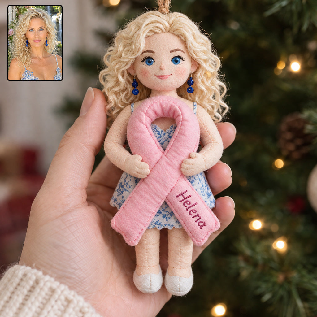 Fight Like A Warrior - Personalized Breast Cancer Awareness Plush Ornament