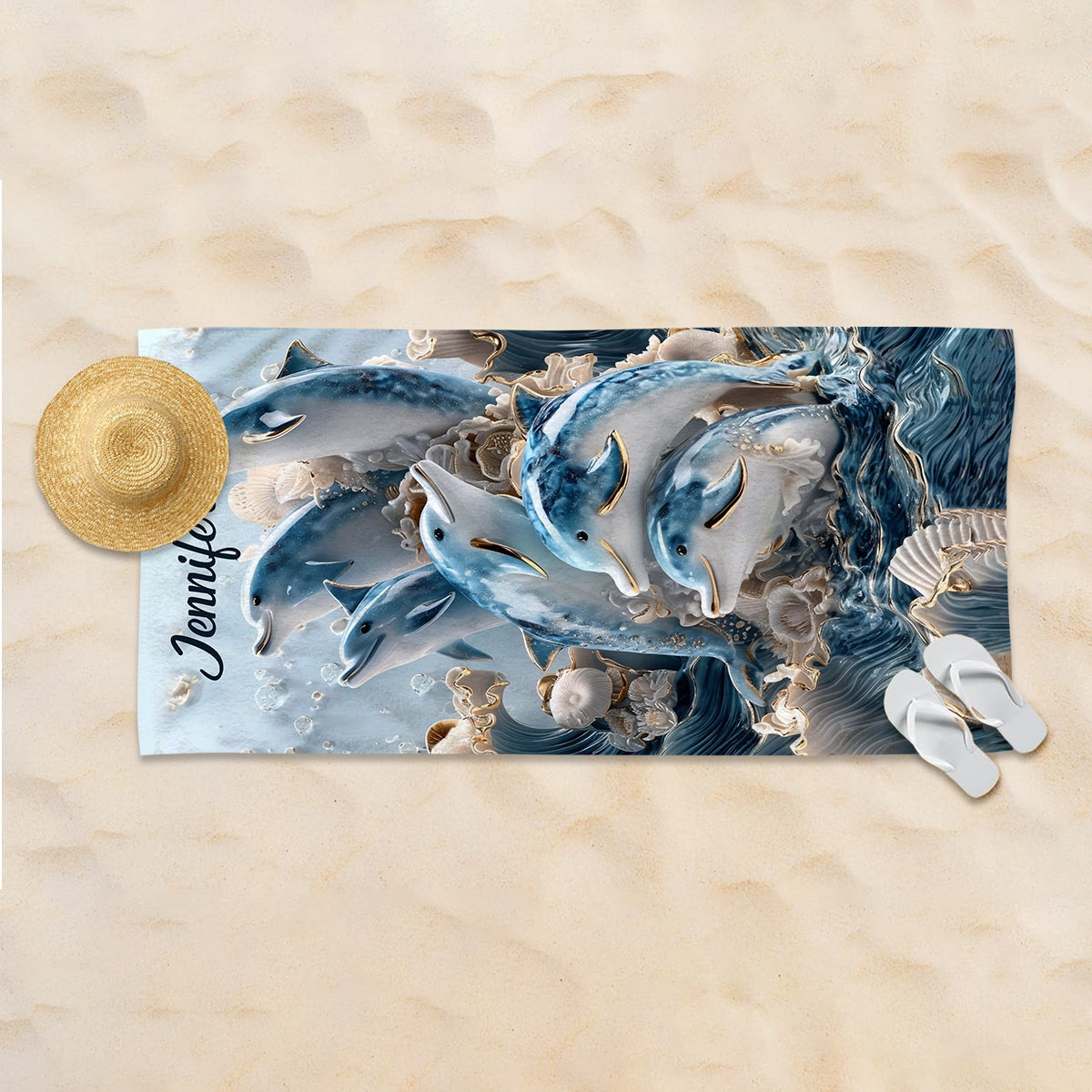 Ocean Dolphin - Personalized Dolphin Quick-dry Beach Towel/ Bath Towel