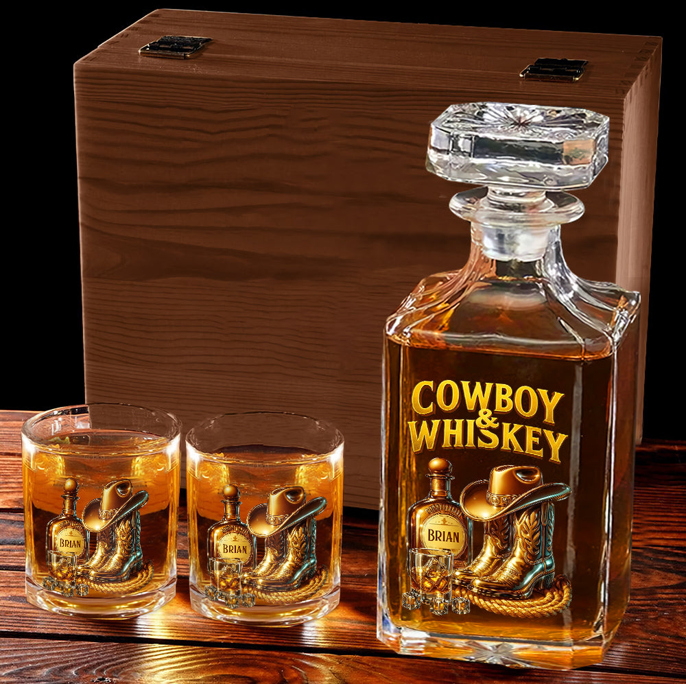 Cowboy & Whiskey - Personalized Whisky Whiskey Decanter Set