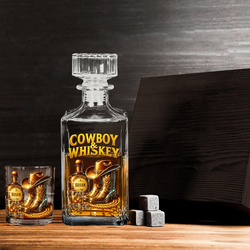 Cowboy & Whiskey - Personalized Whisky Whiskey Decanter Set