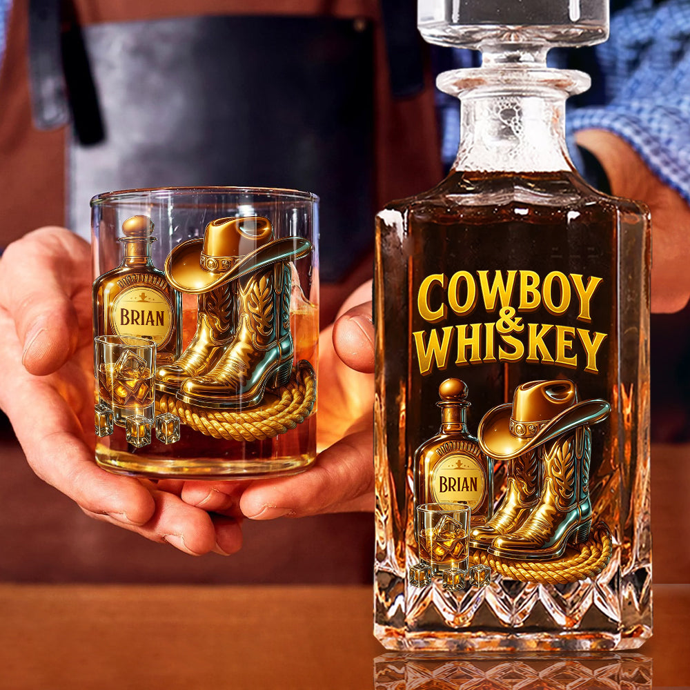 Cowboy & Whiskey - Personalized Whisky Whiskey Decanter Set