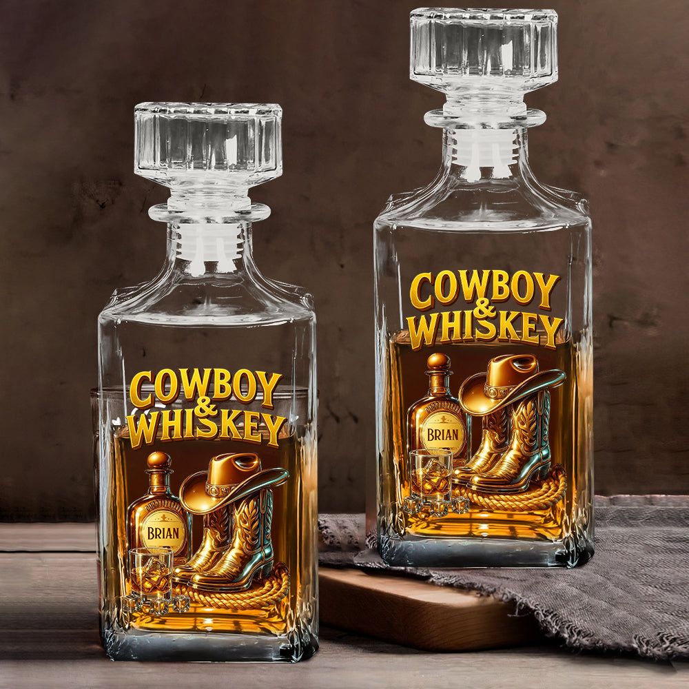 Cowboy & Whiskey - Personalized Whisky Whiskey Decanter Set