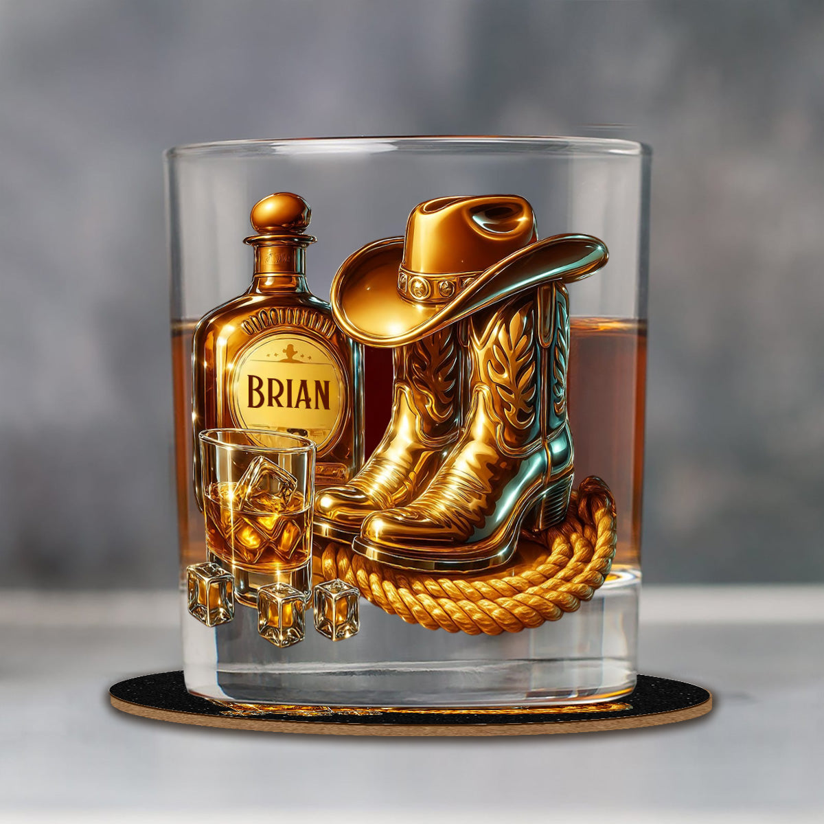 Cowboy Boots Hat - Personalized Whisky Whiskey Glass