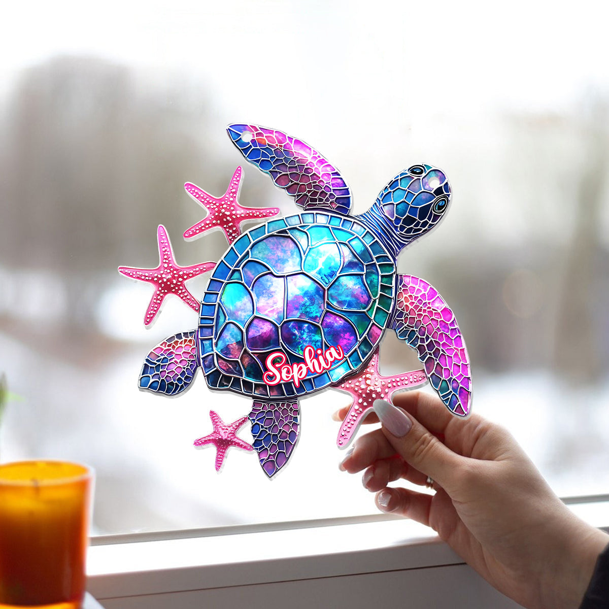 Love Turtle - Personalized Turtle Window Hanging Suncatcher Ornament