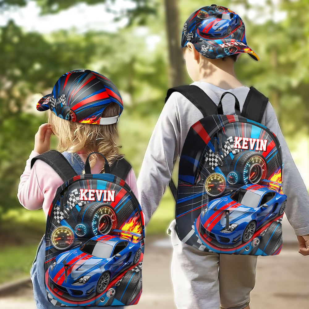 High-speed Racing Car - Personalized Kid Classic Cap & Backpack