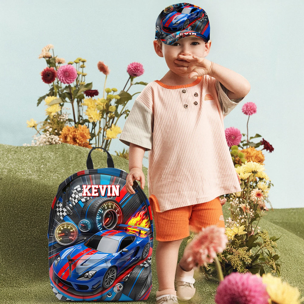 High-speed Racing Car - Personalized Kid Classic Cap & Backpack