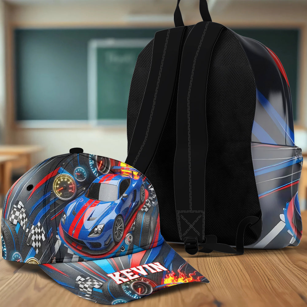 High-speed Racing Car - Personalized Kid Classic Cap & Backpack