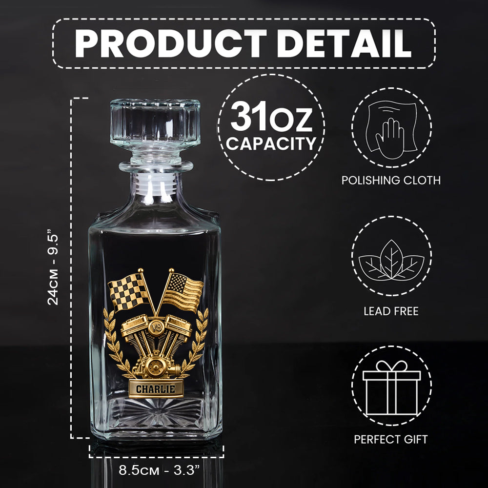 Powerful V8 Engine Car Lover Whiskey Decanter Set