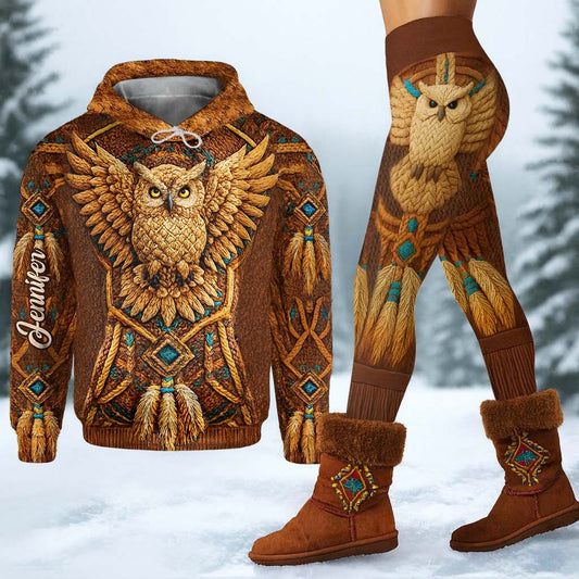 Native American Owl - Personalized American Indian Hoodie and Leggings