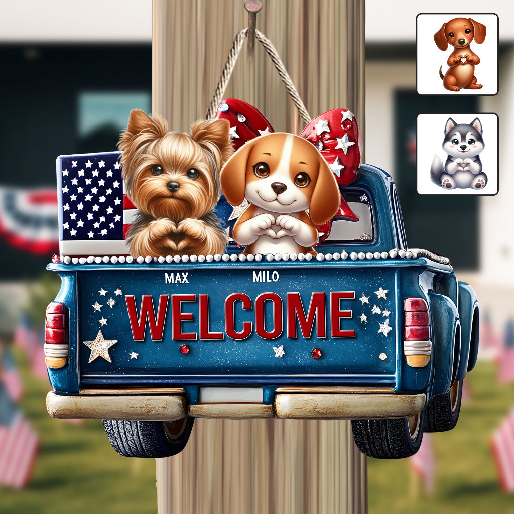 Welcome - Personalized Dog Custom Shaped Wood Sign