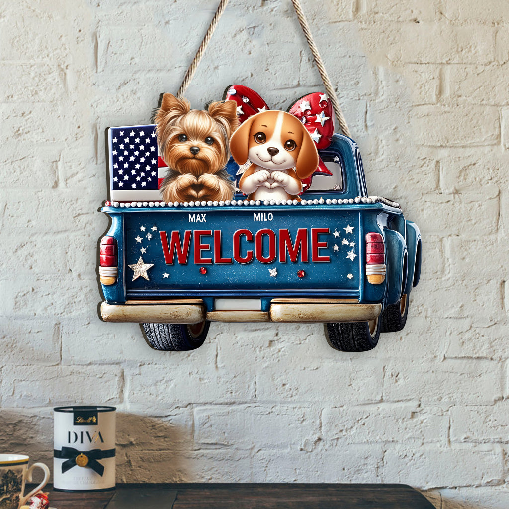 Welcome - Personalized Dog Custom Shaped Wood Sign