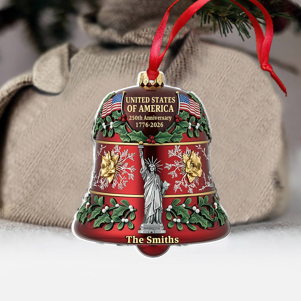 United States 250th Anniversary Bell - Personalized Family Ornament