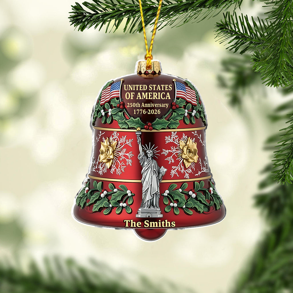 United States 250th Anniversary Bell - Personalized Family Ornament