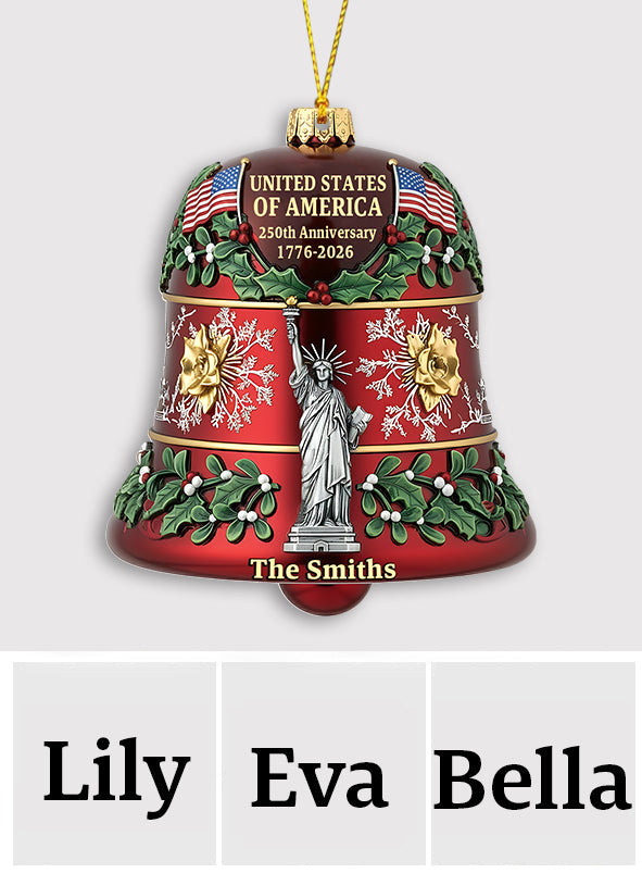 United States 250th Anniversary Bell - Personalized Family Ornament