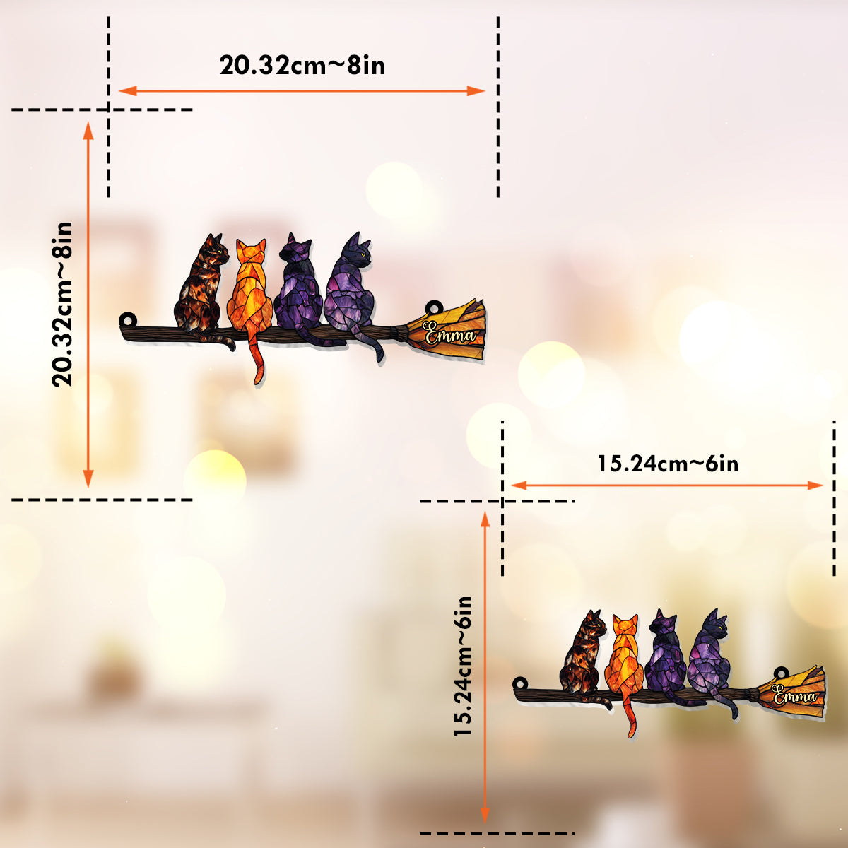 Mystery Cat - Personalized Witch Window Hanging Suncatcher Ornament