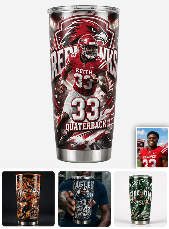 Custom From Any Photo - Personalized Football Tumbler