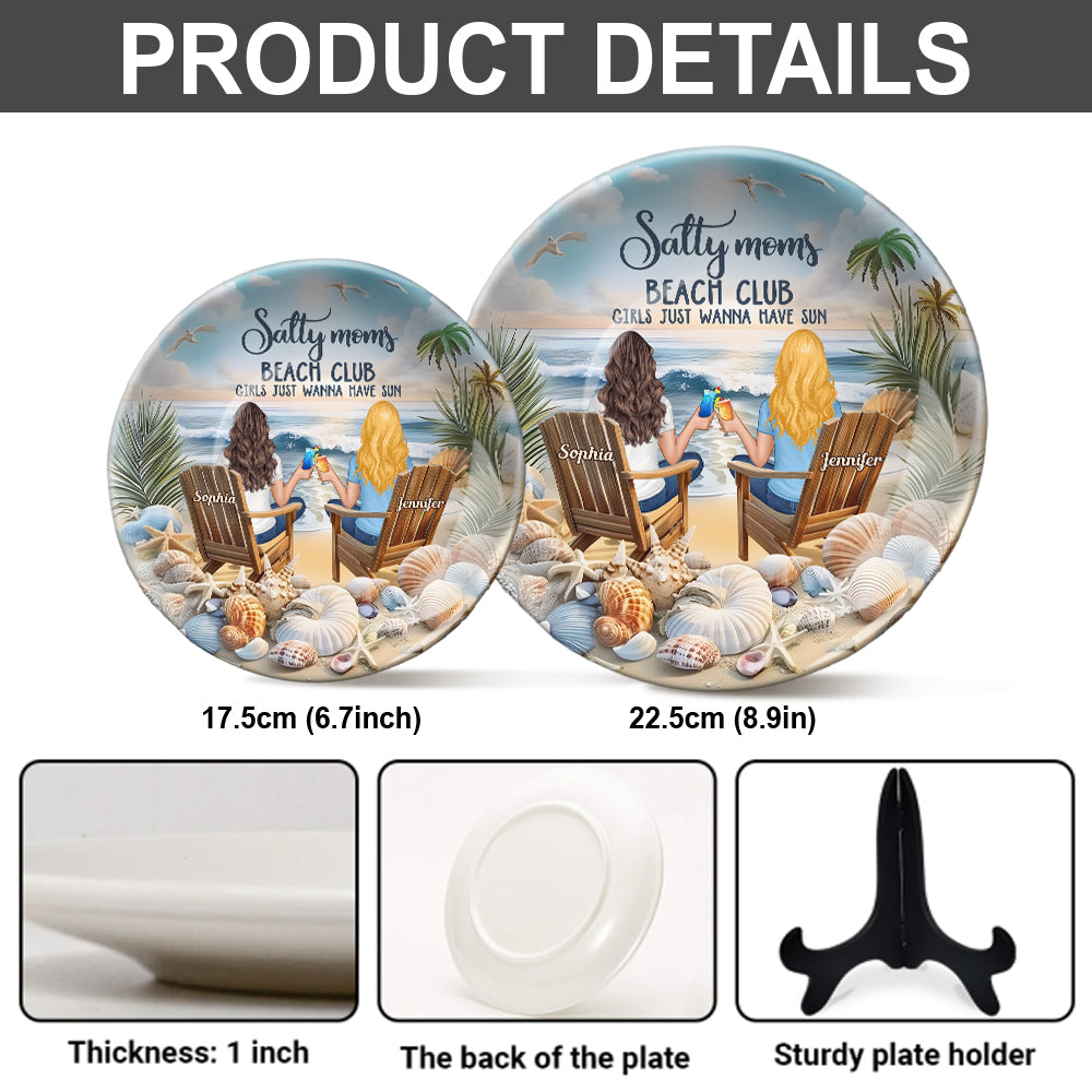 Salty Moms Beach Club - Personalized Mother Ceramic Round Plate
