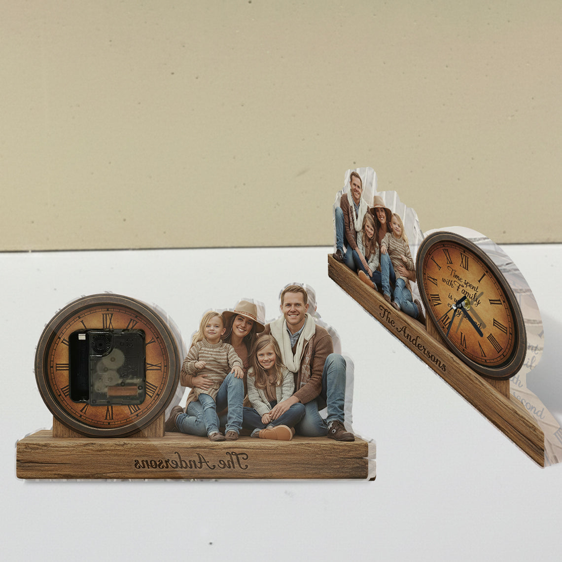 Time Spent With Family Is Worth Every Second - Personalized Family Desk Clock Plaque