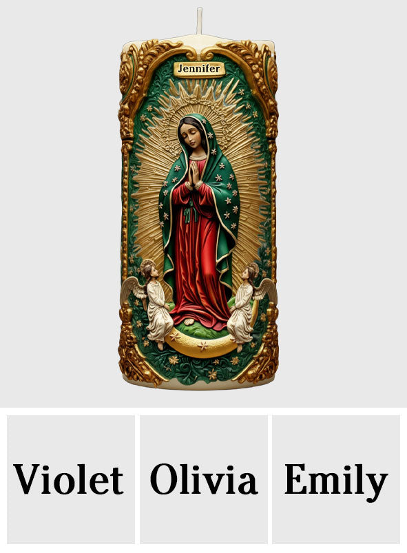 Blessed Virgin Mary Relief Candle - Personalized Christian Flameless Candle