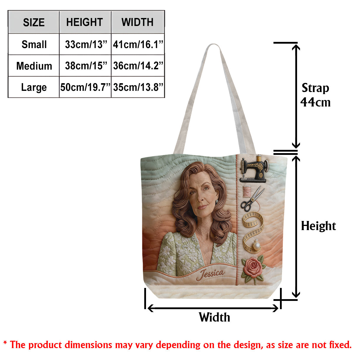 Any Photo Love Sewing - Personalized Sewing Quilted Tote Bag