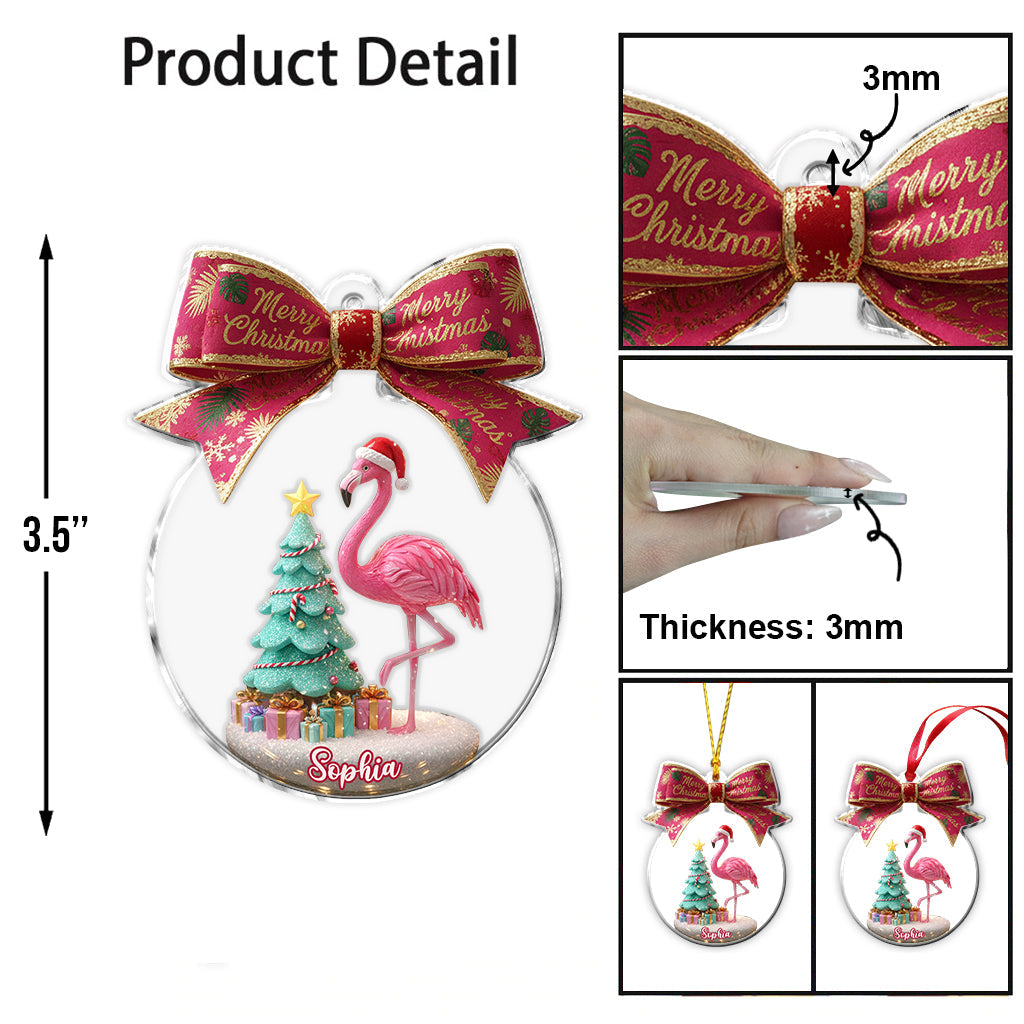 Merry Christmas - Personalized Flamingo Ornament