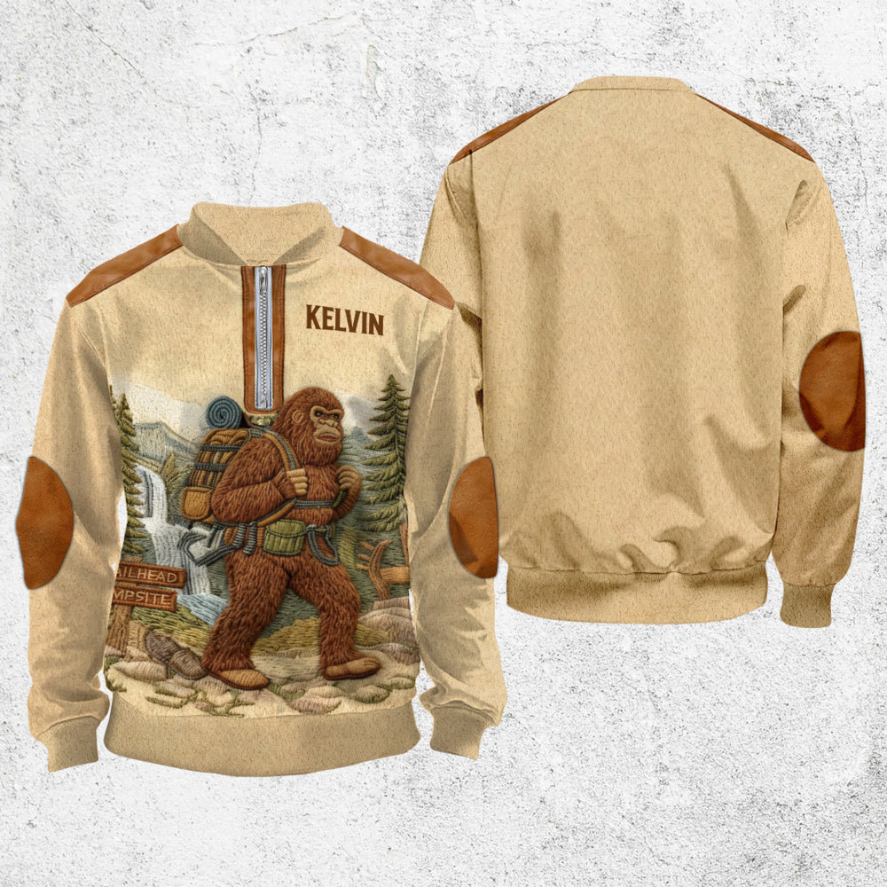 Sasquatch - Personalized Hiking Men Zip-Up Sweatshirt