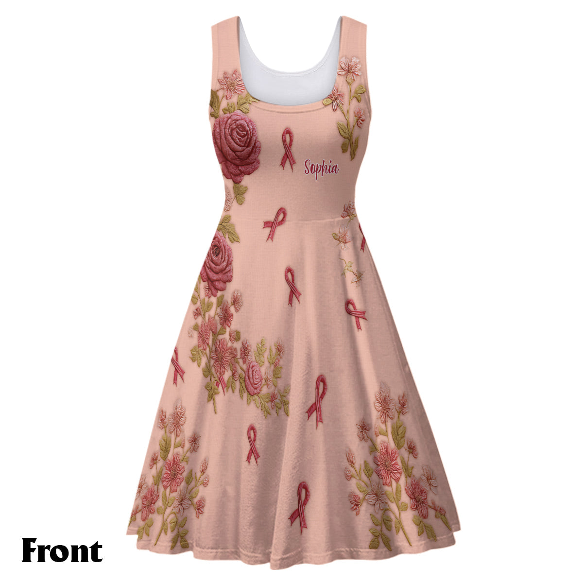 Breast Cancer Awareness - Personalized Breast Cancer Awareness Sleeveless Dress