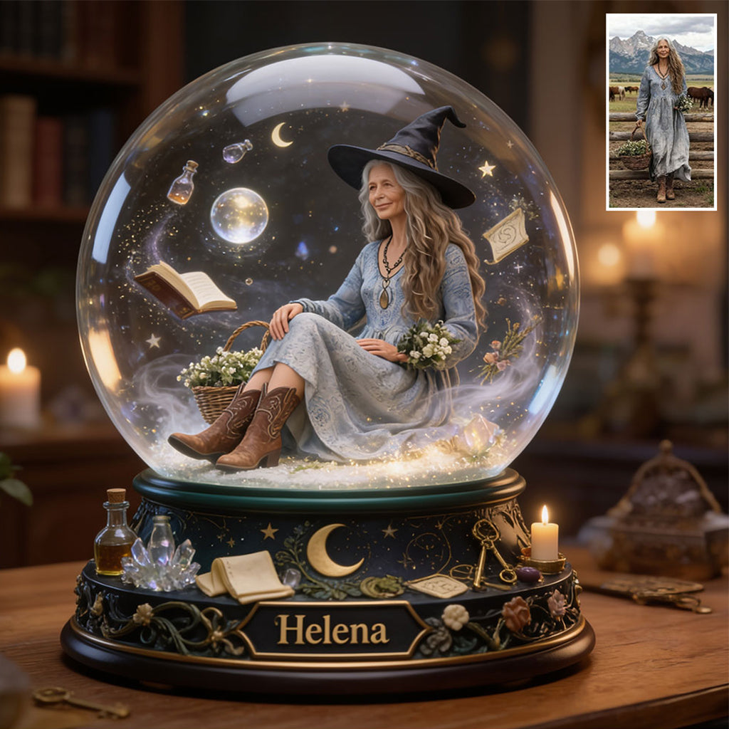 Enchanted Snow Globe - Personalized Witch Custom Shaped Acrylic Plaque
