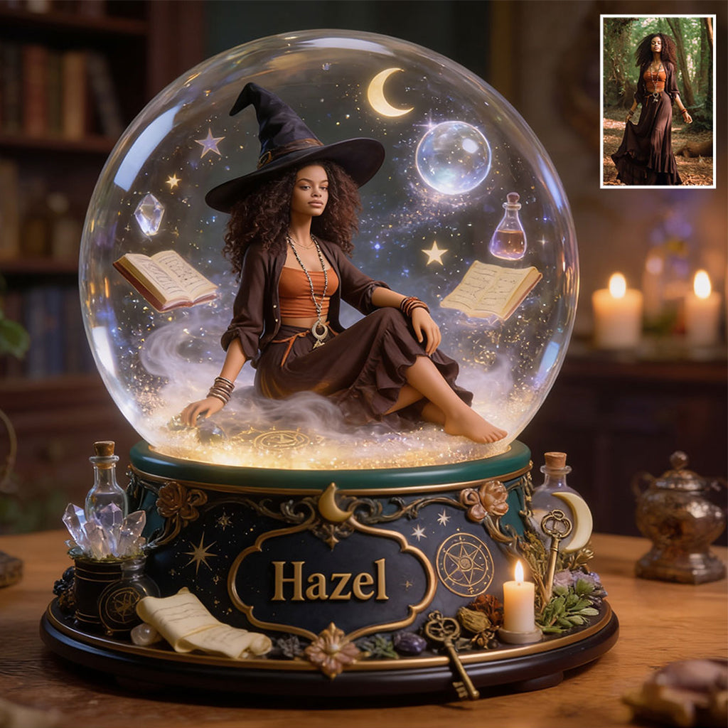 Enchanted Snow Globe - Personalized Witch Custom Shaped Acrylic Plaque