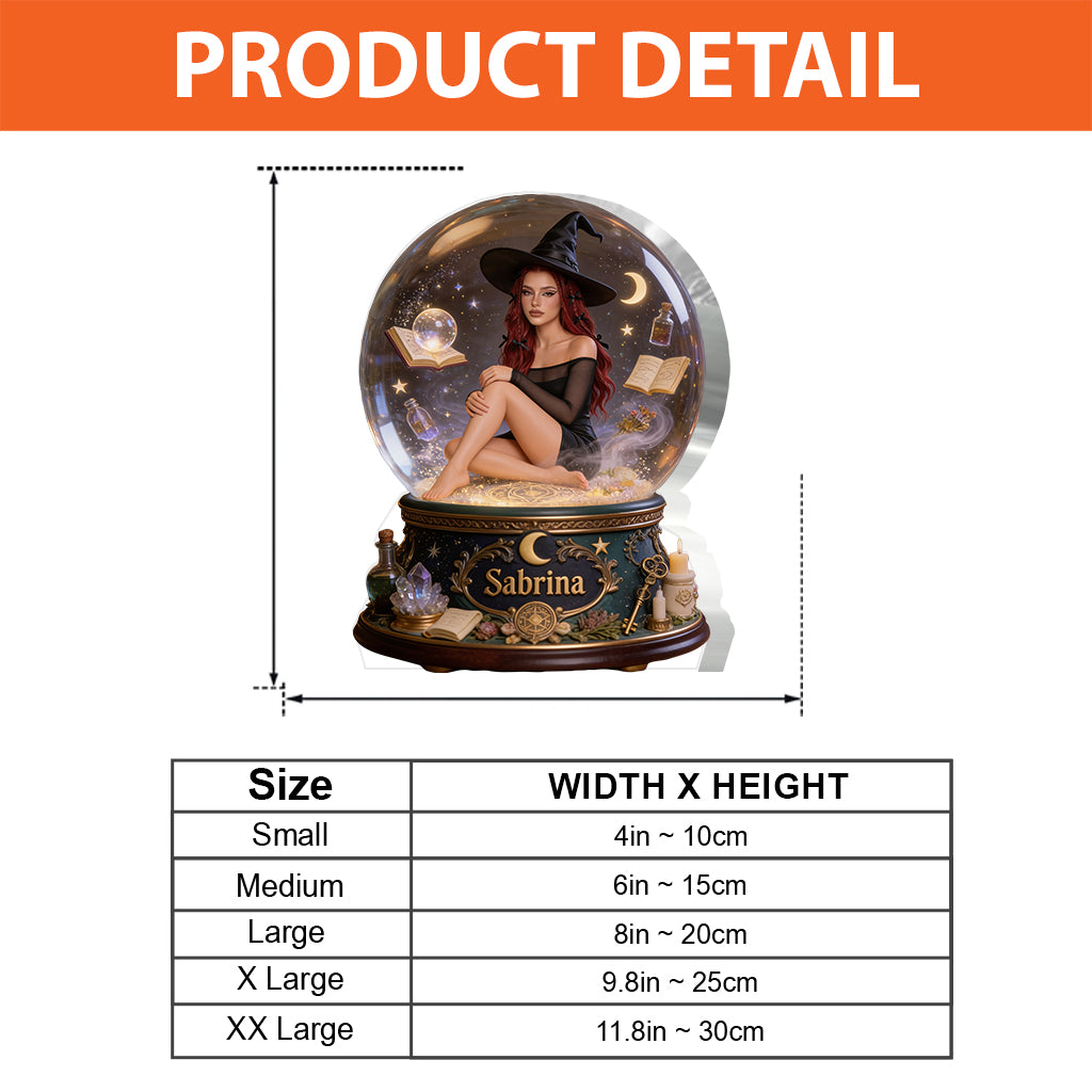 Enchanted Snow Globe - Personalized Witch Custom Shaped Acrylic Plaque