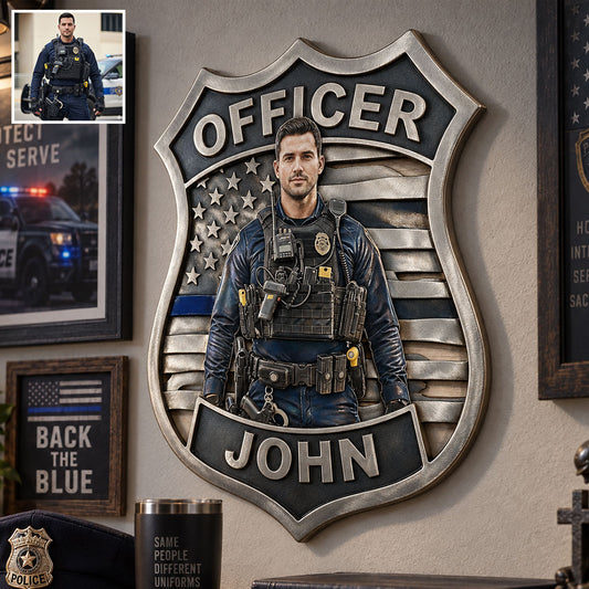 Police Officer - Personalized Police Officer 3D Printed Cut Metal Sign