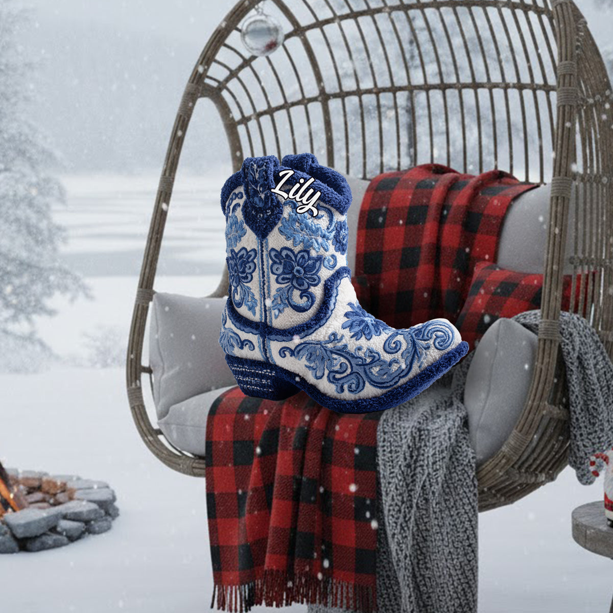 Strong Cowgirl - Personalized Cowgirl Faux Fur Shaped Pillow