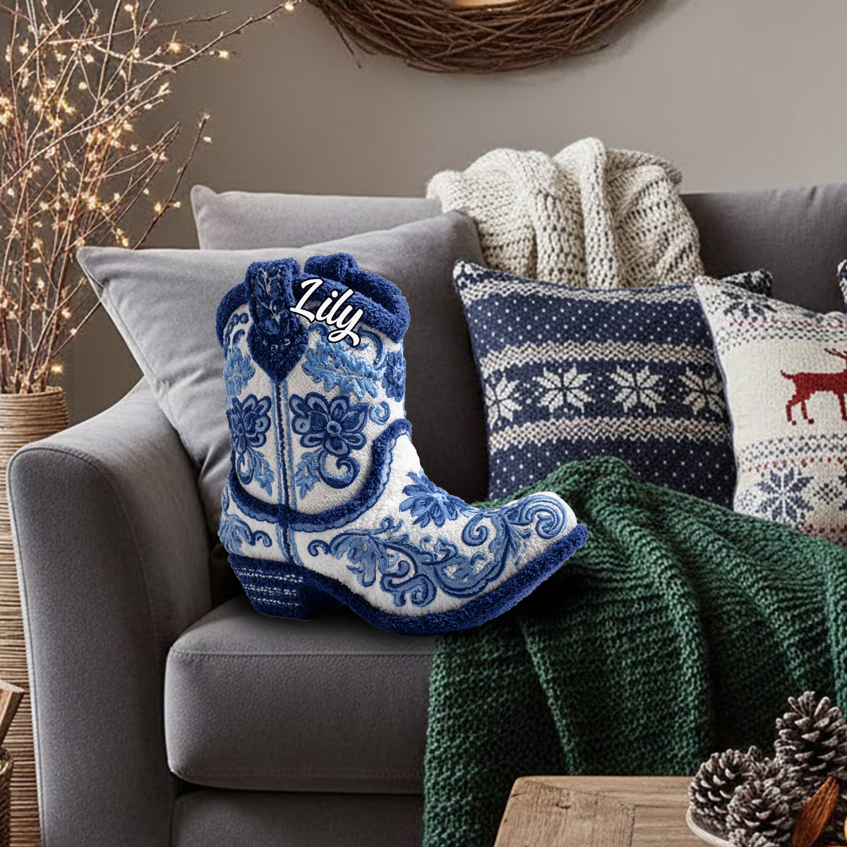 Strong Cowgirl - Personalized Cowgirl Faux Fur Shaped Pillow