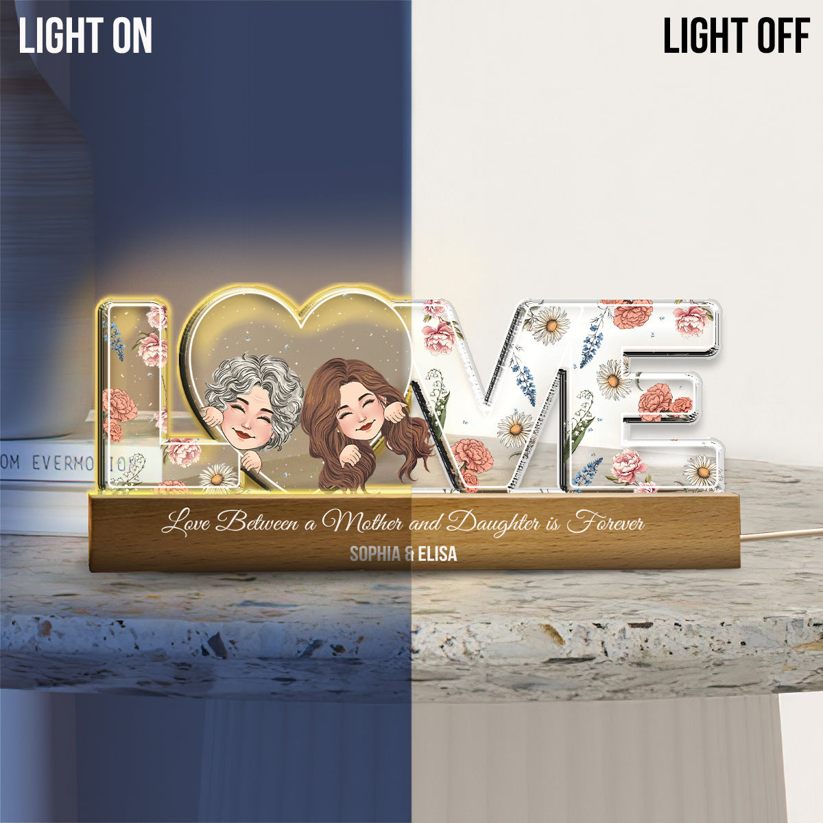 Love Between A Mother And Daughter Is Forever - Personalized Mother Custom LED Night Light