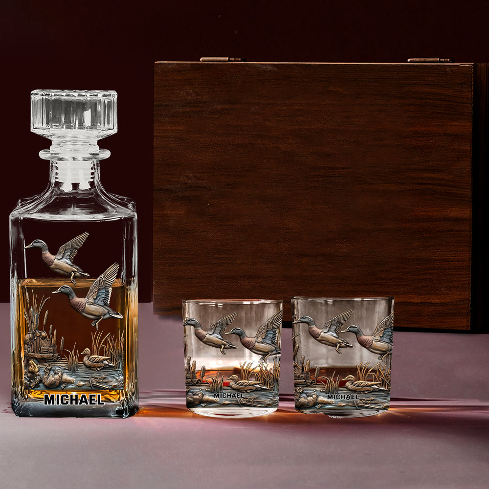 Duck Hunting - Personalized Hunting Whiskey Decanter Set