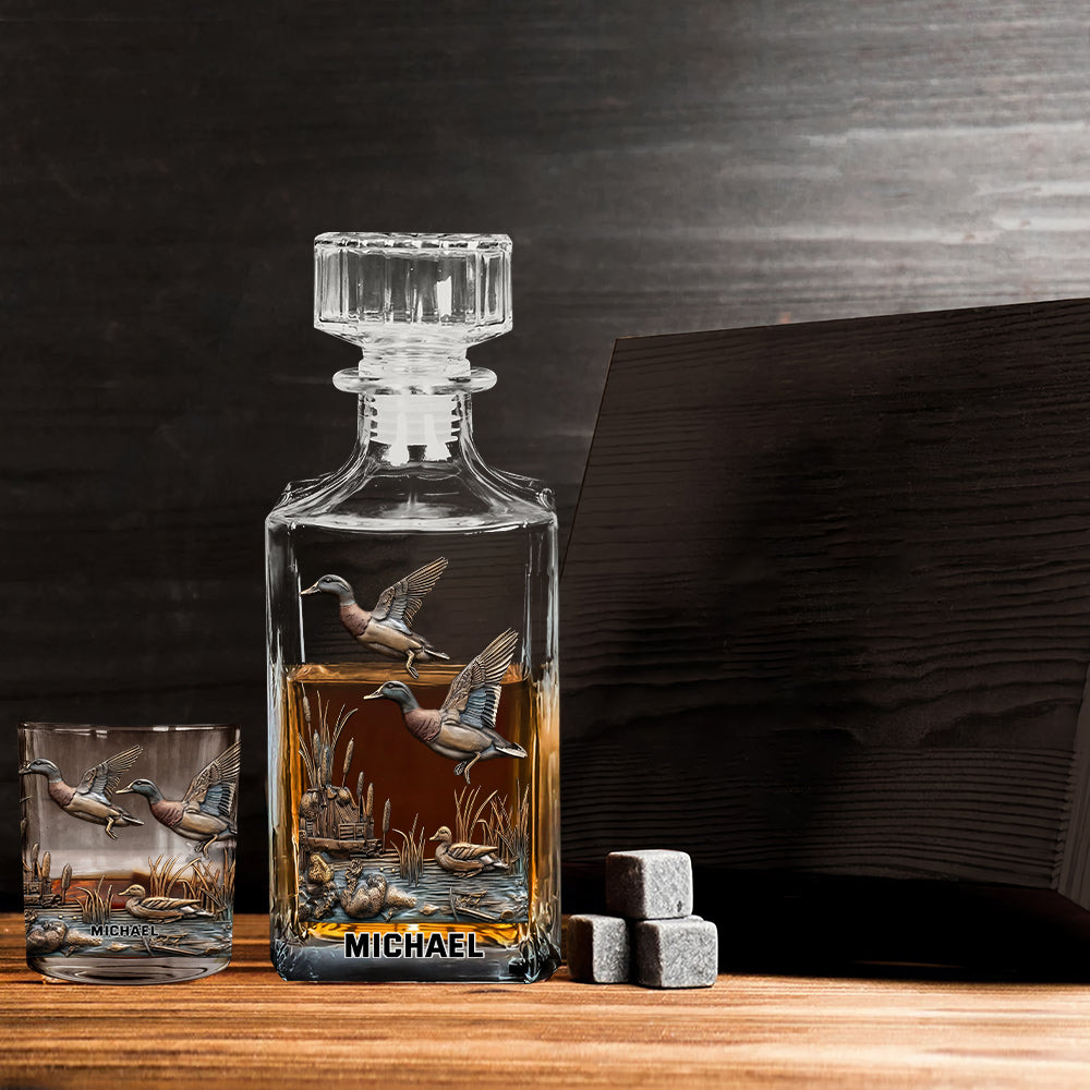 Duck Hunting - Personalized Hunting Whiskey Decanter Set