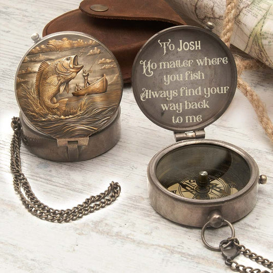 Gift For Fishing Husbandm Son, Dad... - Personalized Fishing Compass