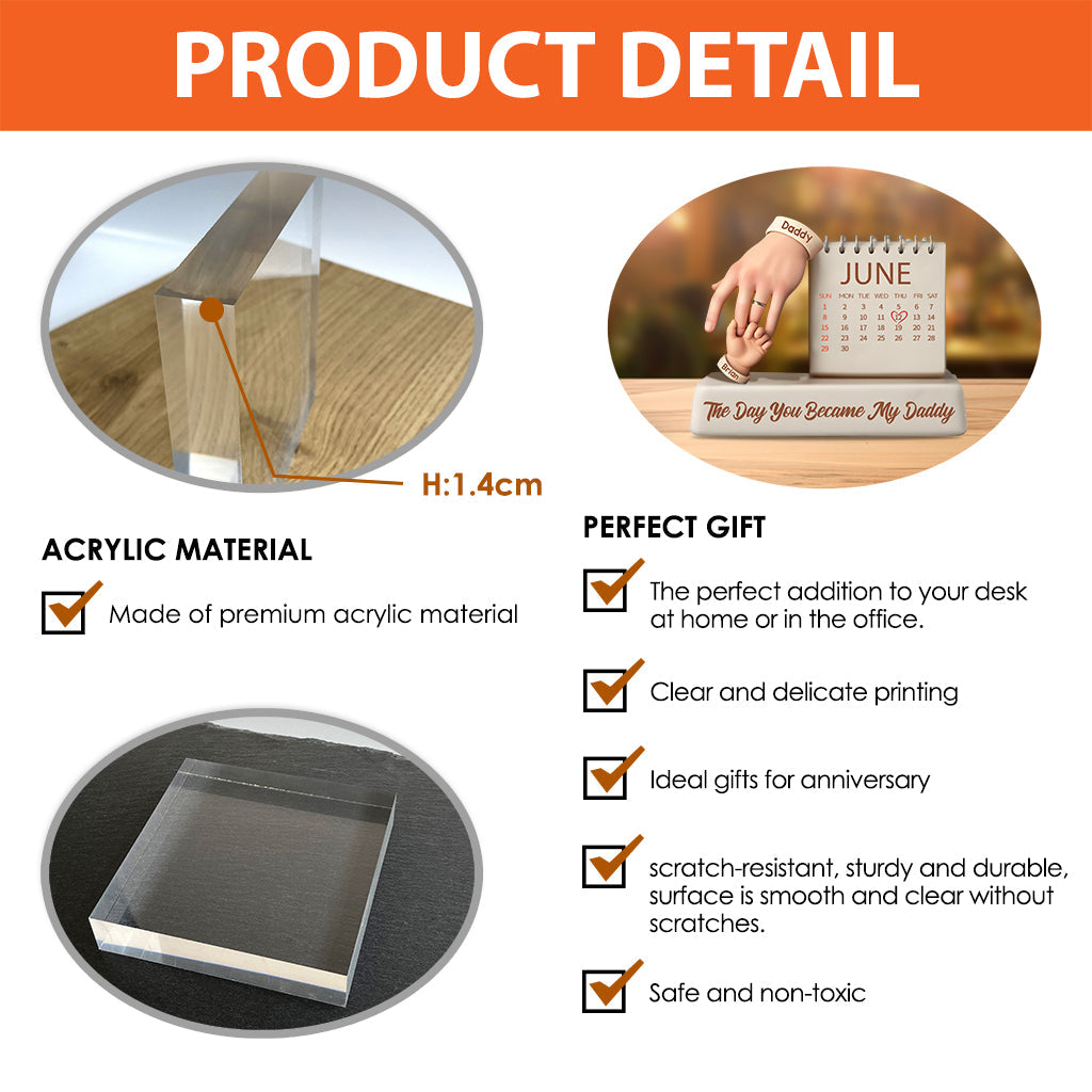 The Day You Became My Daddy - Personalized Father Custom Shaped Acrylic Plaque