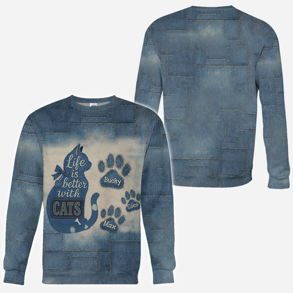 Life Is Better With Cats - Personalized Cat All Over Shirt