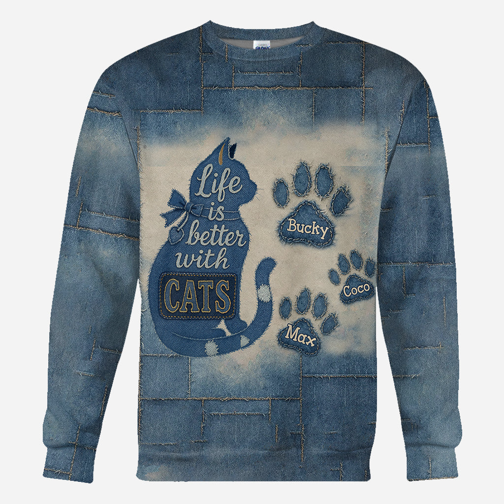 Life Is Better With Cats - Personalized Cat All Over Shirt