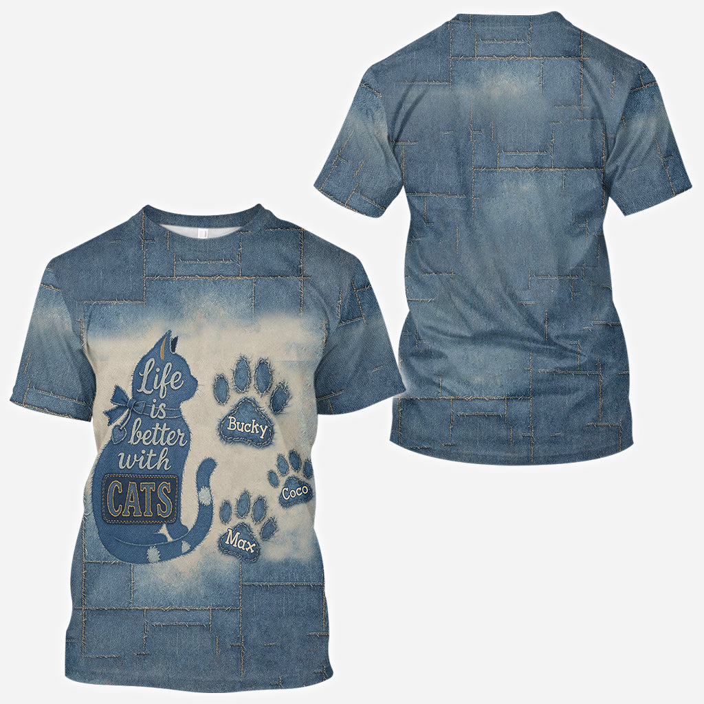 Life Is Better With Cats - Personalized Cat All Over Shirt
