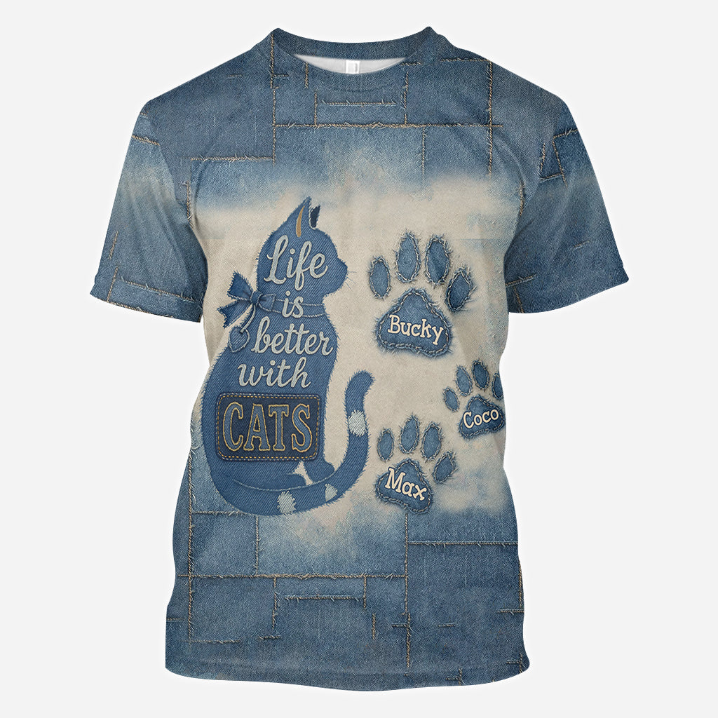 Life Is Better With Cats - Personalized Cat All Over Shirt