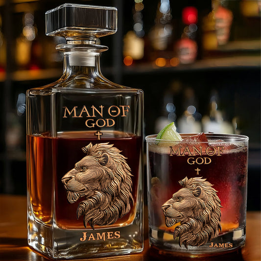 Man Of God - Personalized Christian Whiskey Decanter Set