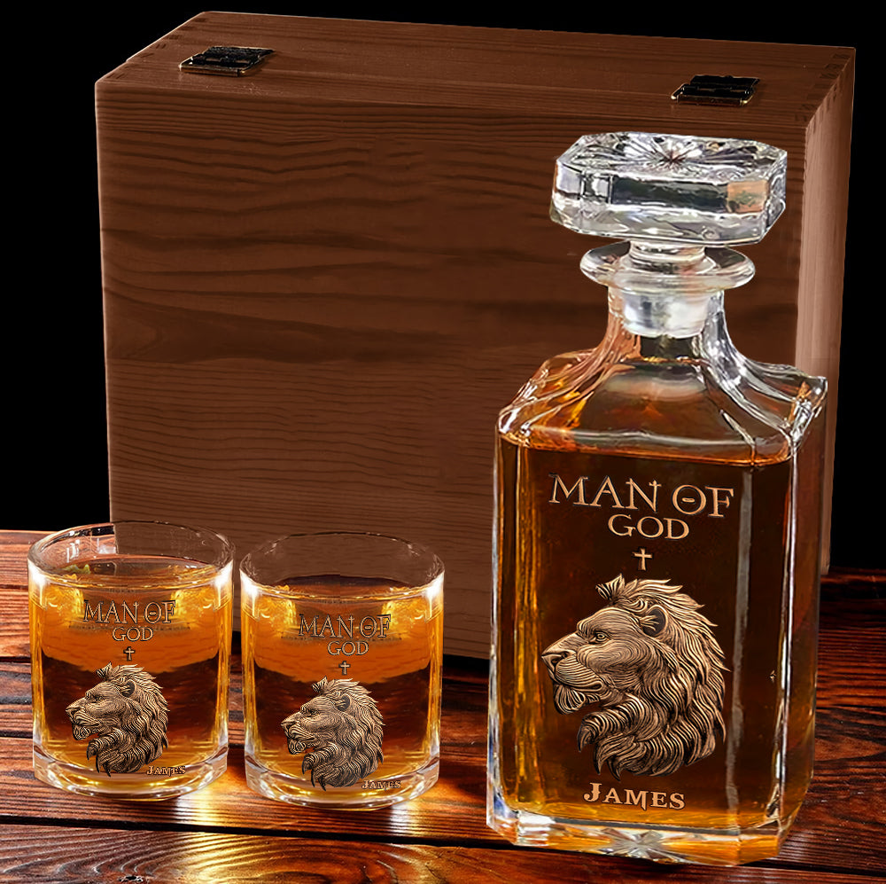 Man Of God - Personalized Christian Whiskey Decanter Set